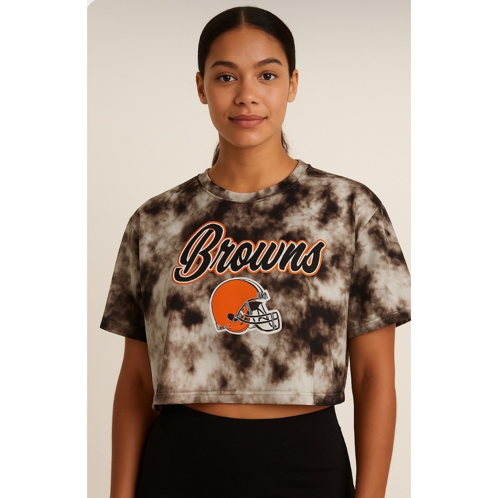 Cleveland Browns Tie Dye Crop Top NFL Apparel Football T Shirt Large